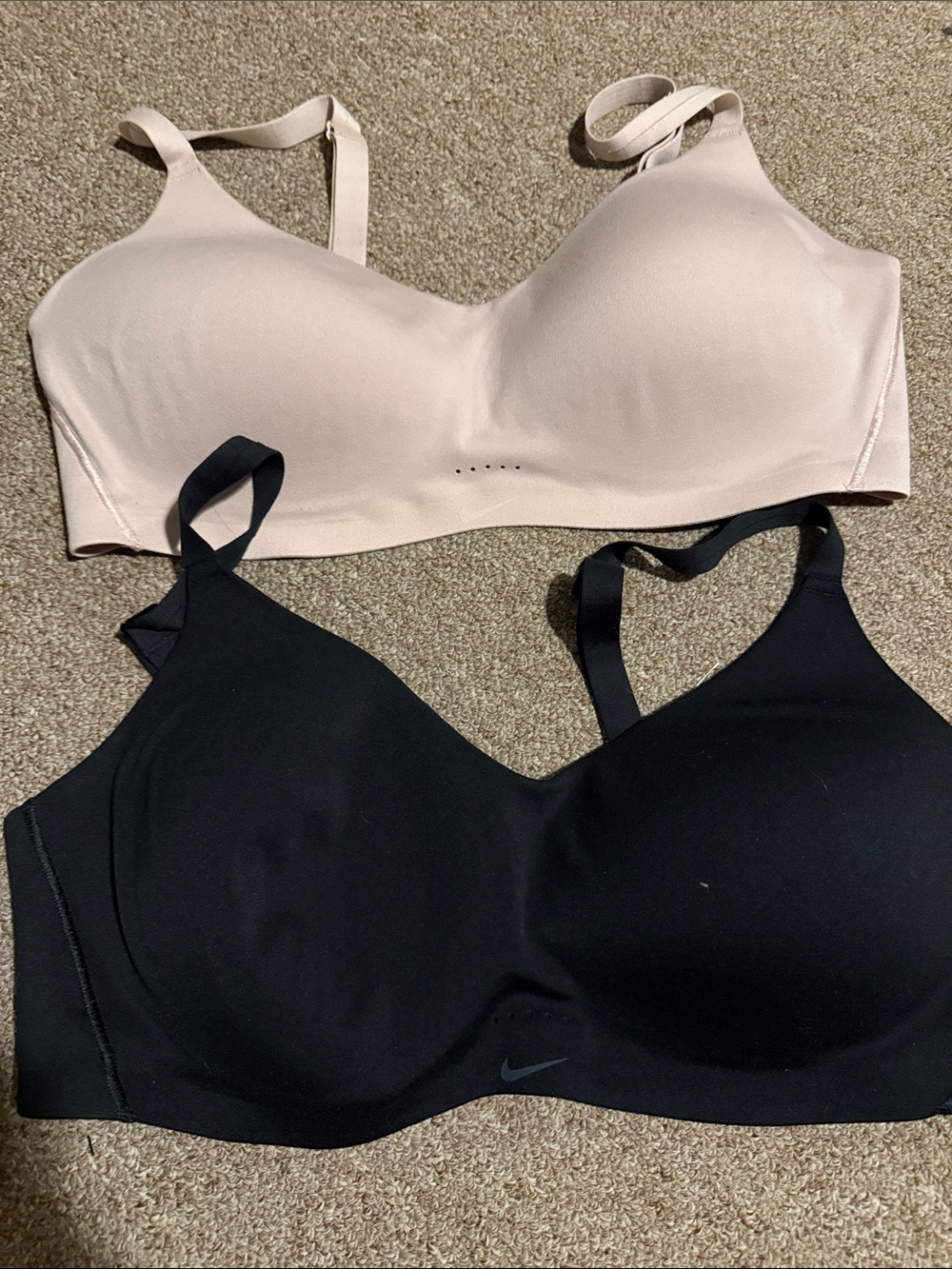 Nike Women's nude & Black lightly Padded Sports Bras - Adjustable Straps